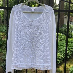 Chico’s size 3 beautiful white lace sweater